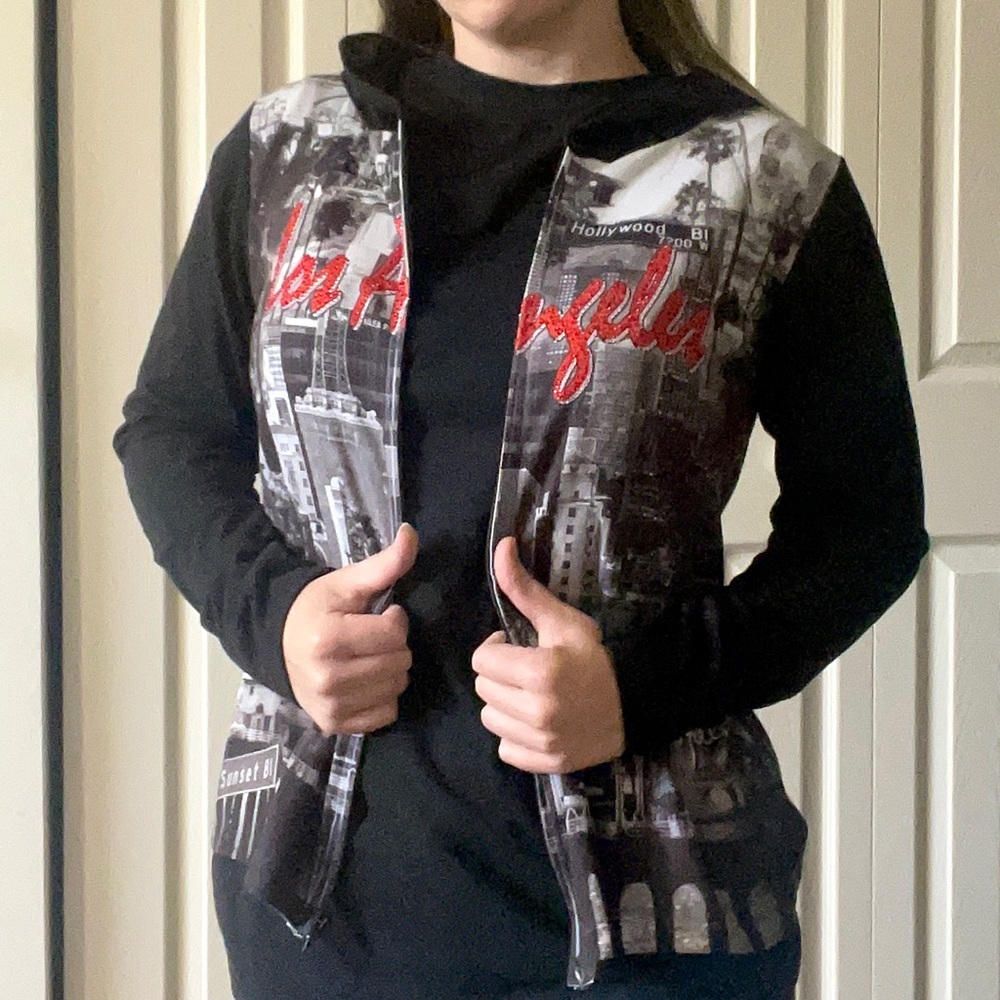 Los Angeles screen printed rhinestone hoodie